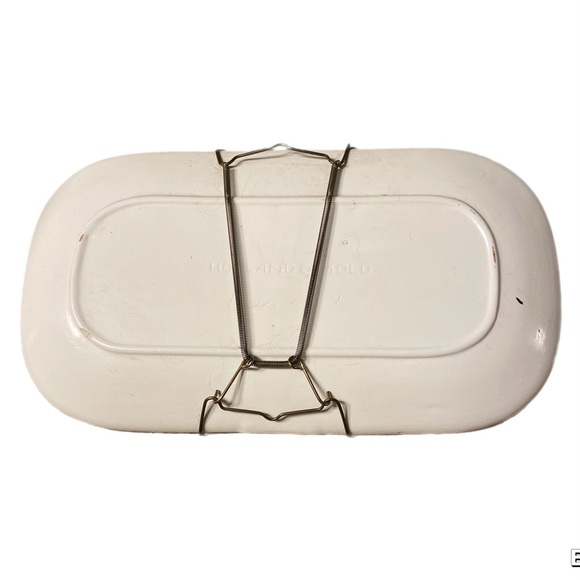 Holland Mold Bread Platter White Gold Lettering Ceramic Wheat Pattern Made 1967 - Picture 2 of 7